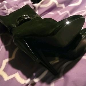 INC Margaret Black Suede Leather Heel Mid Calf Dre